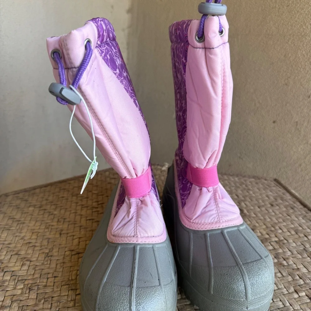 Columbia Powderbug Plus II Snow Boots Purple Pink Owl Print Girls Sz 6 Like New